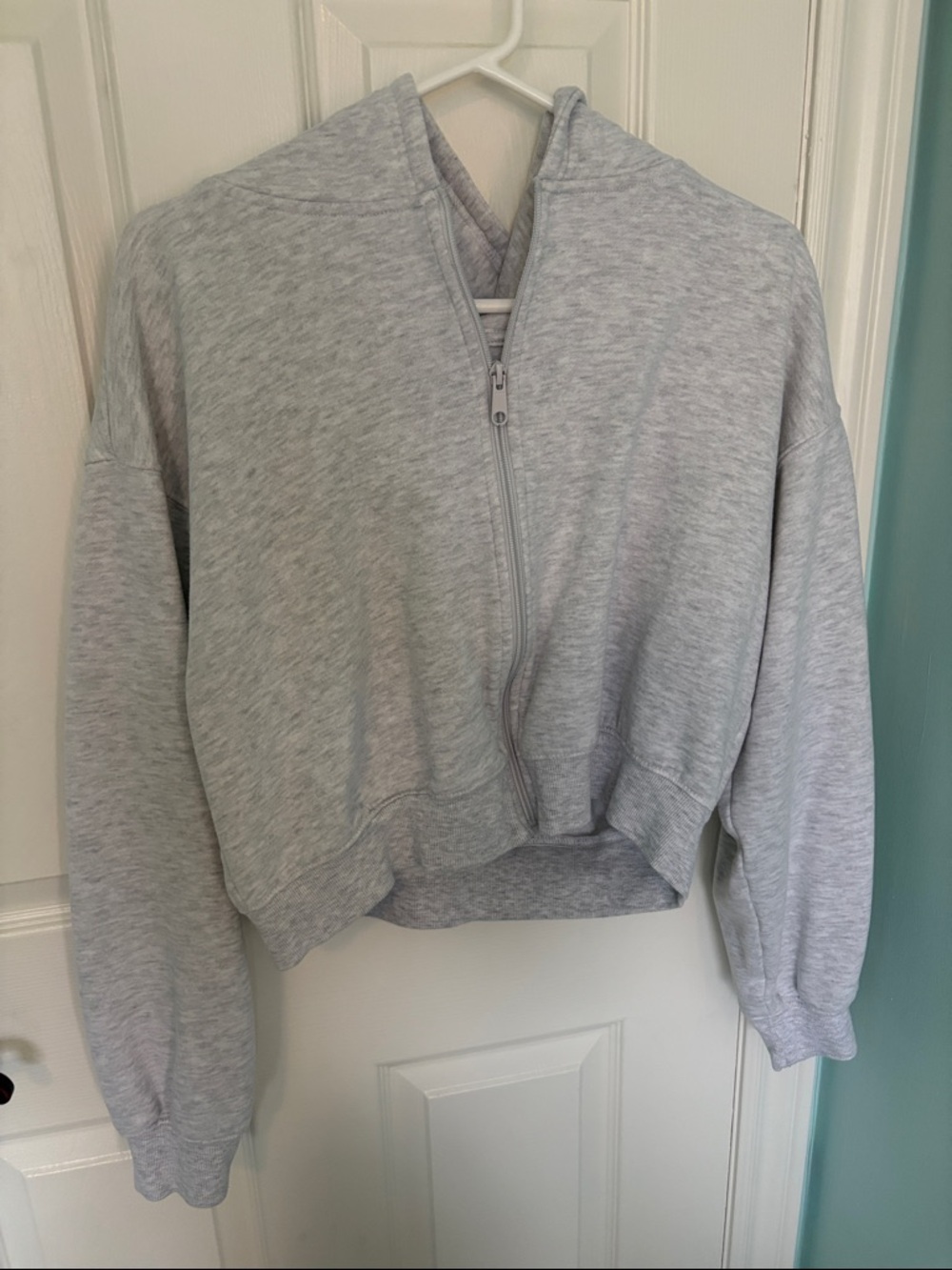 Arden - Light Gray Women's Zip-Up Hooded Pullover - fits all and any sizes